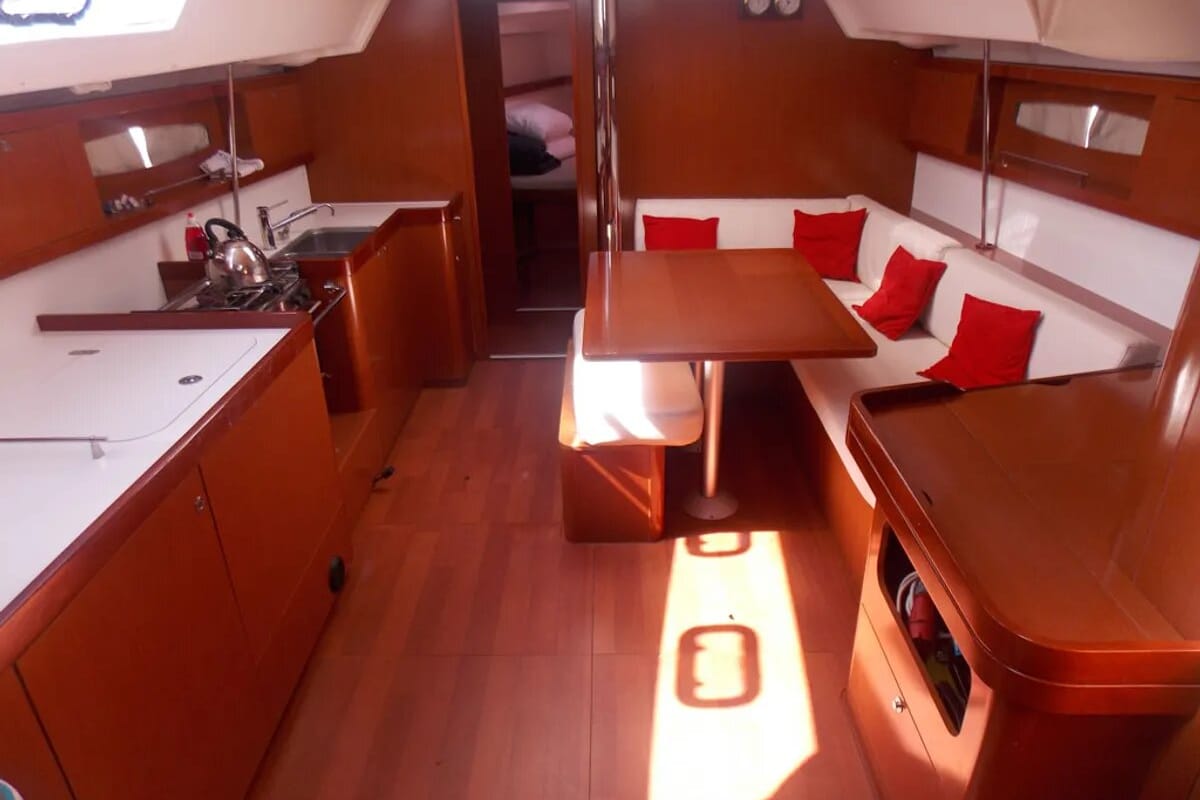 Salon of Fani, a Beneteau Oceanis 46 sailboat at Volos Municipality, Greece