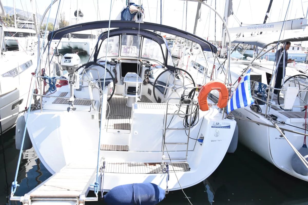 Exterior view of Fani, a Beneteau Oceanis 46 sailboat at Volos Municipality, Greece