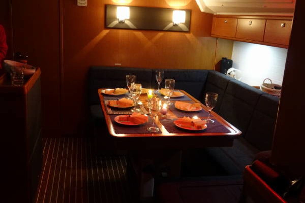Salon of Rea, a Bavaria Cruiser 46 sailboat at Municipal Unit of Lefkada, Greece