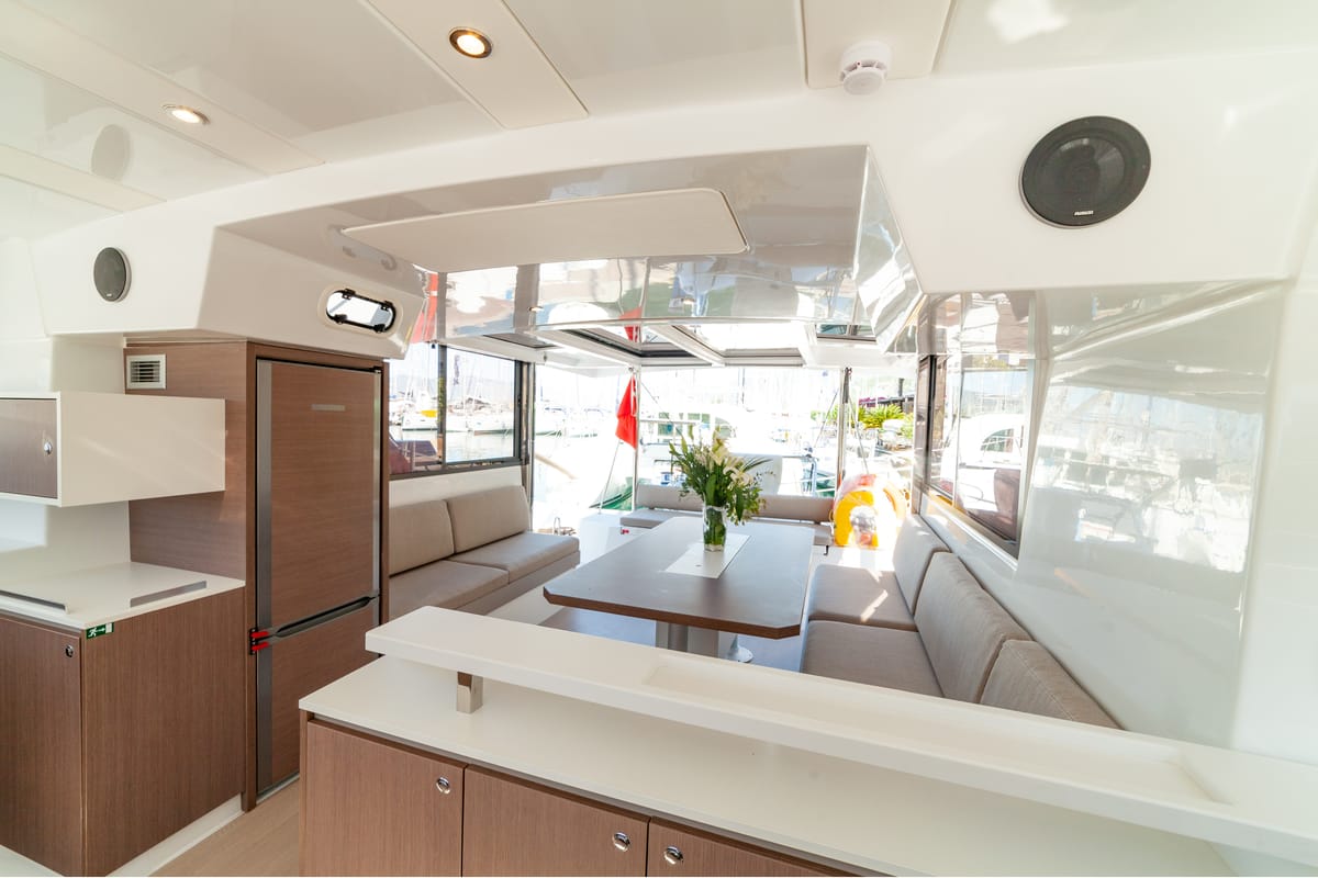 Galley of Sail Solaris, a Bali Catspace catamaran at Marmaris, Turkey