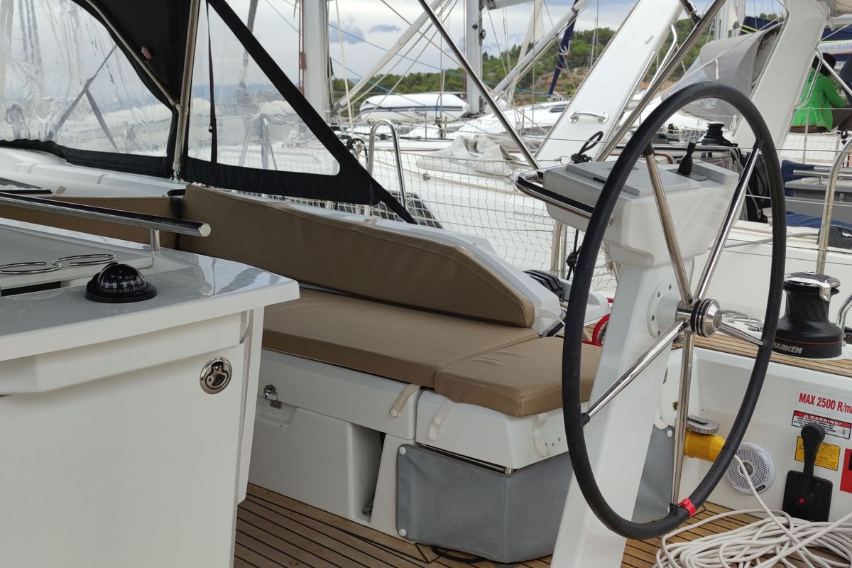 Cockpit of Everest, a Beneteau Oceanis 46.1 sailboat at Rogač, Croatia