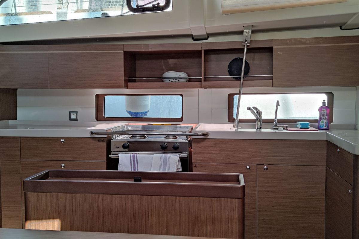 Galley of Everest, a Beneteau Oceanis 46.1 sailboat at Rogač, Croatia