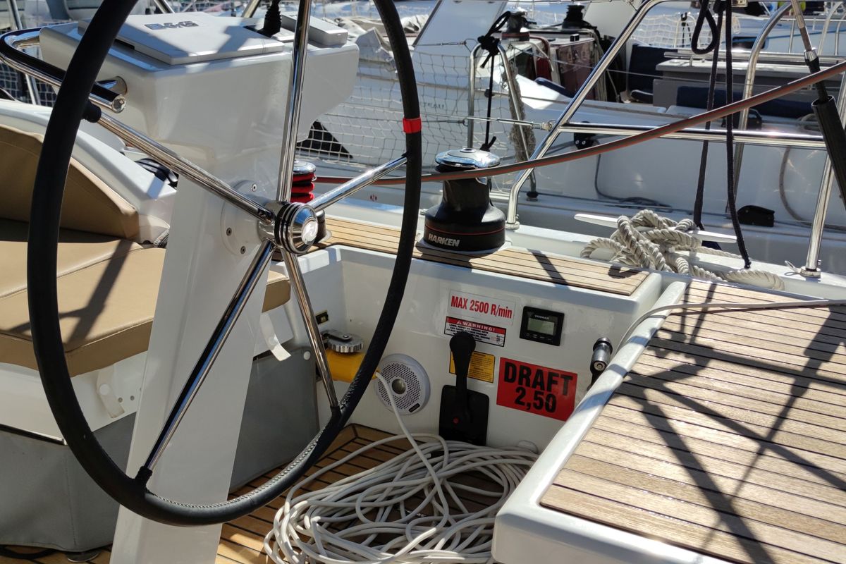 Cockpit of Everest, a Beneteau Oceanis 46.1 sailboat at Rogač, Croatia