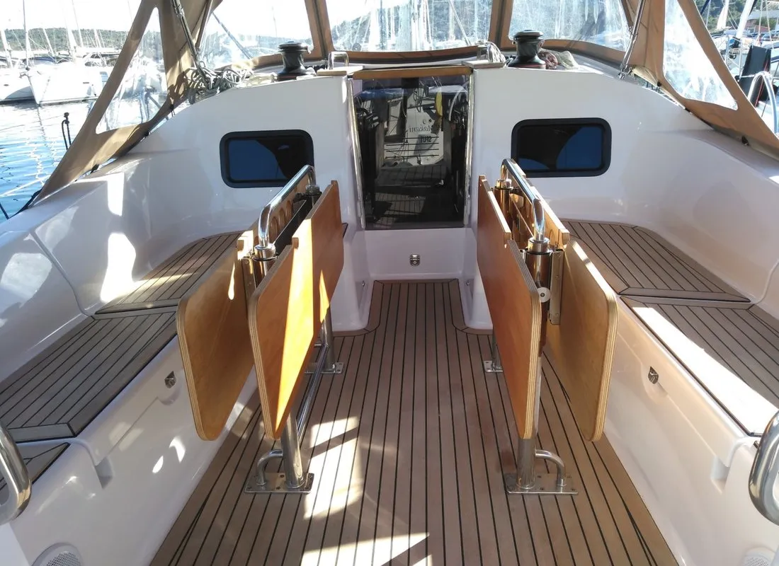 Deck of Sea Cloud 3, a Elan Impression 45.1 sailboat at Grad Pula, Croatia