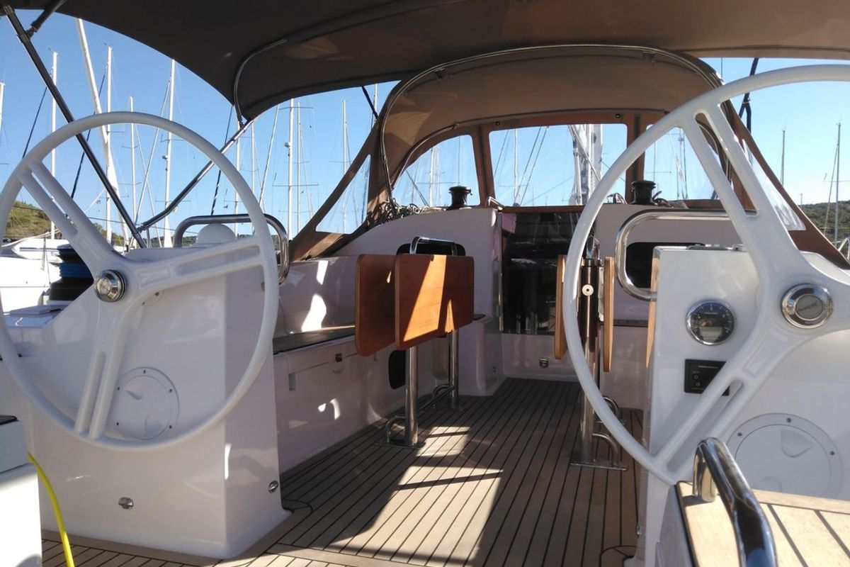 Cockpit of Sea Cloud 3, a Elan Impression 45.1 sailboat at Grad Pula, Croatia