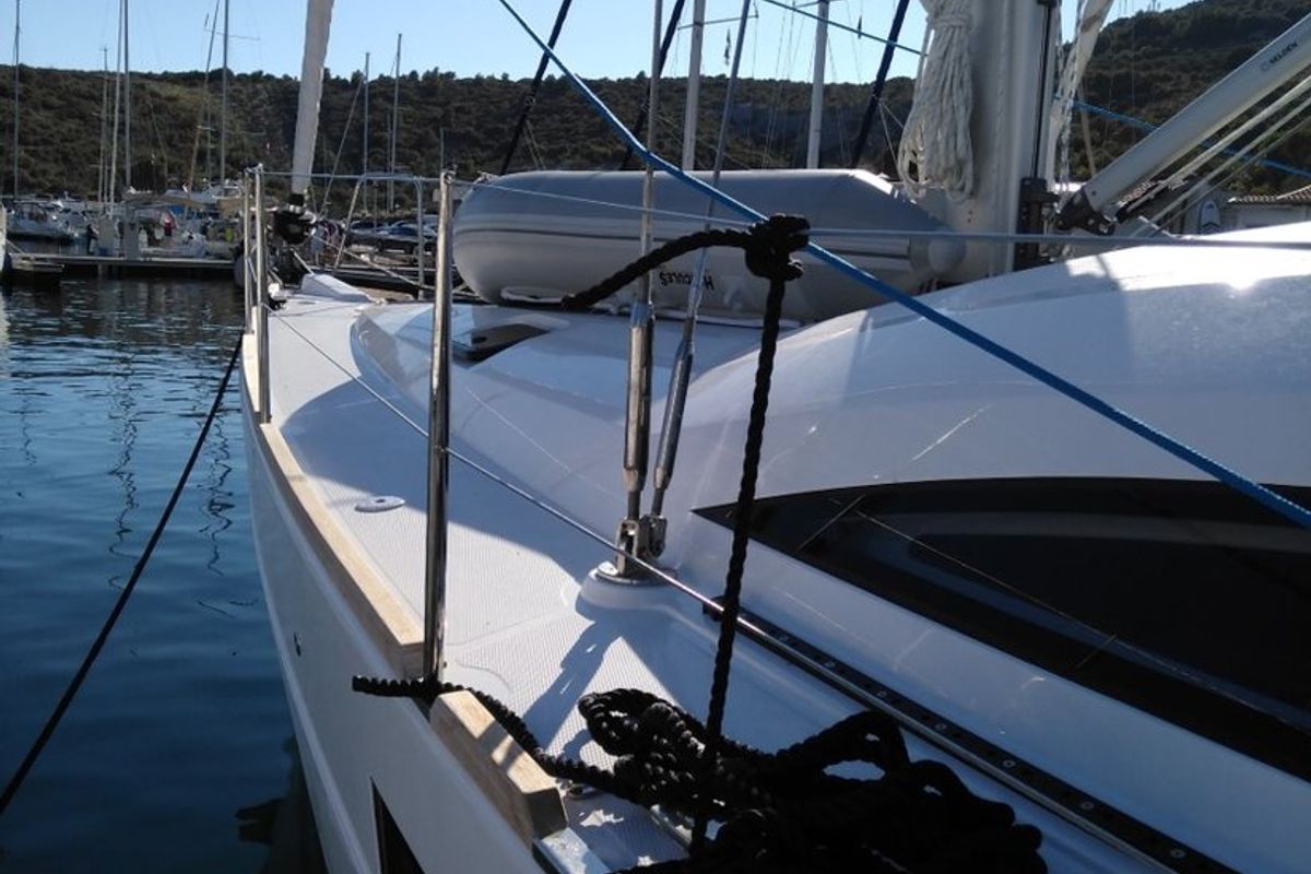 Deck of Sea Cloud 3, a Elan Impression 45.1 sailboat at Grad Pula, Croatia