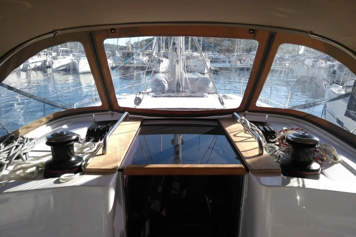 Deck of Sea Cloud 3, a Elan Impression 45.1 sailboat at Grad Pula, Croatia