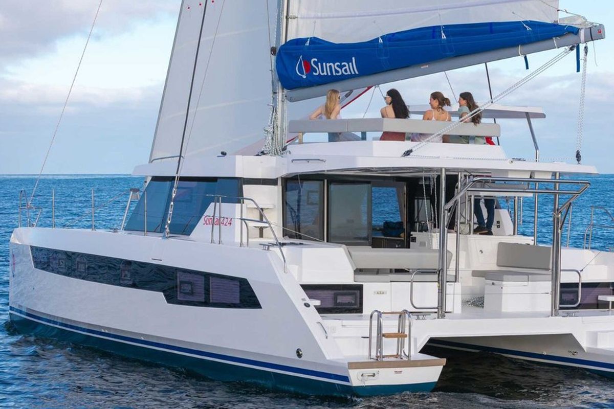 Exterior view of Sunsail 424/4/4 Premium, a Gulet Sunsail 424 catamaran at Municipal Unit of Lefkada, Greece