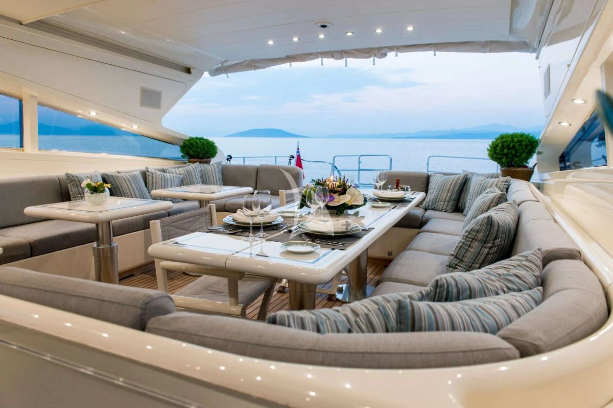 Deck of Atrato, a Gulet Arno Leopard 27 yacht at Athens, Greece