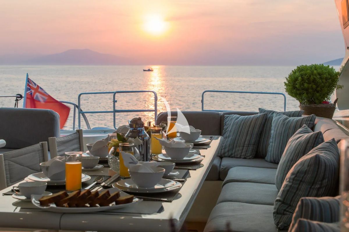 Deck of Atrato, a Gulet Arno Leopard 27 yacht at Athens, Greece