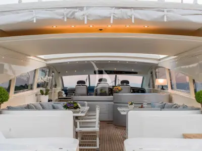 Cockpit of Atrato, a Gulet Arno Leopard 27 yacht at Athens, Greece