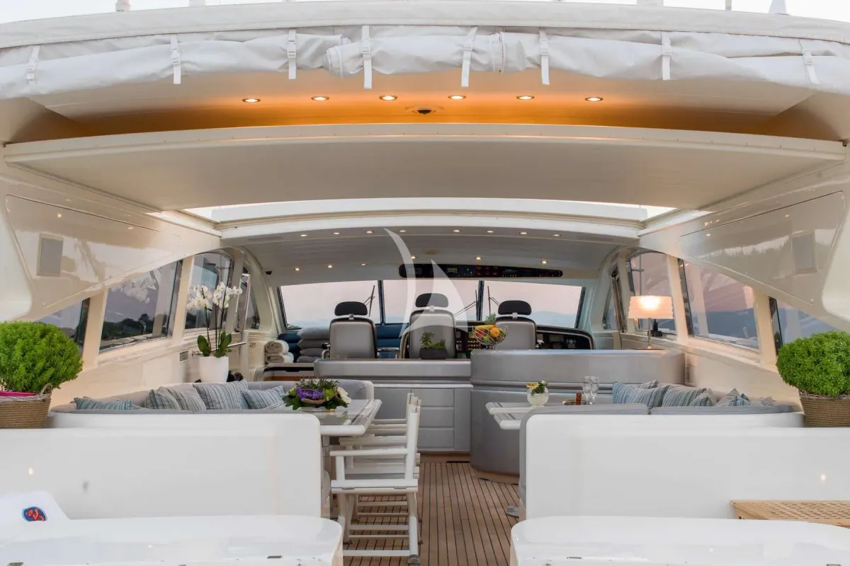 Cockpit of Atrato, a Gulet Arno Leopard 27 yacht at Athens, Greece