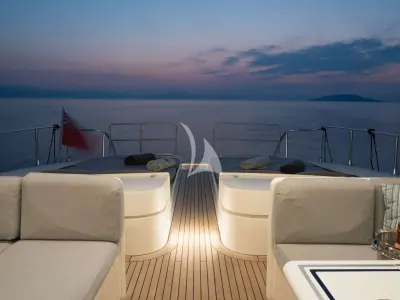 Deck of Atrato, a Gulet Arno Leopard 27 yacht at Athens, Greece