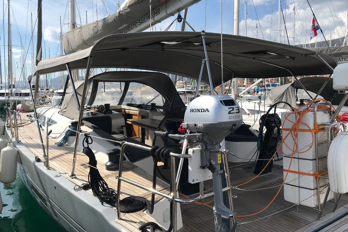Deck of Athene, a More Boats More 55 sailboat at Grad Kaštela, Croatia