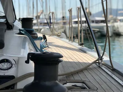 Deck of Athene, a More Boats More 55 sailboat at Grad Kaštela, Croatia