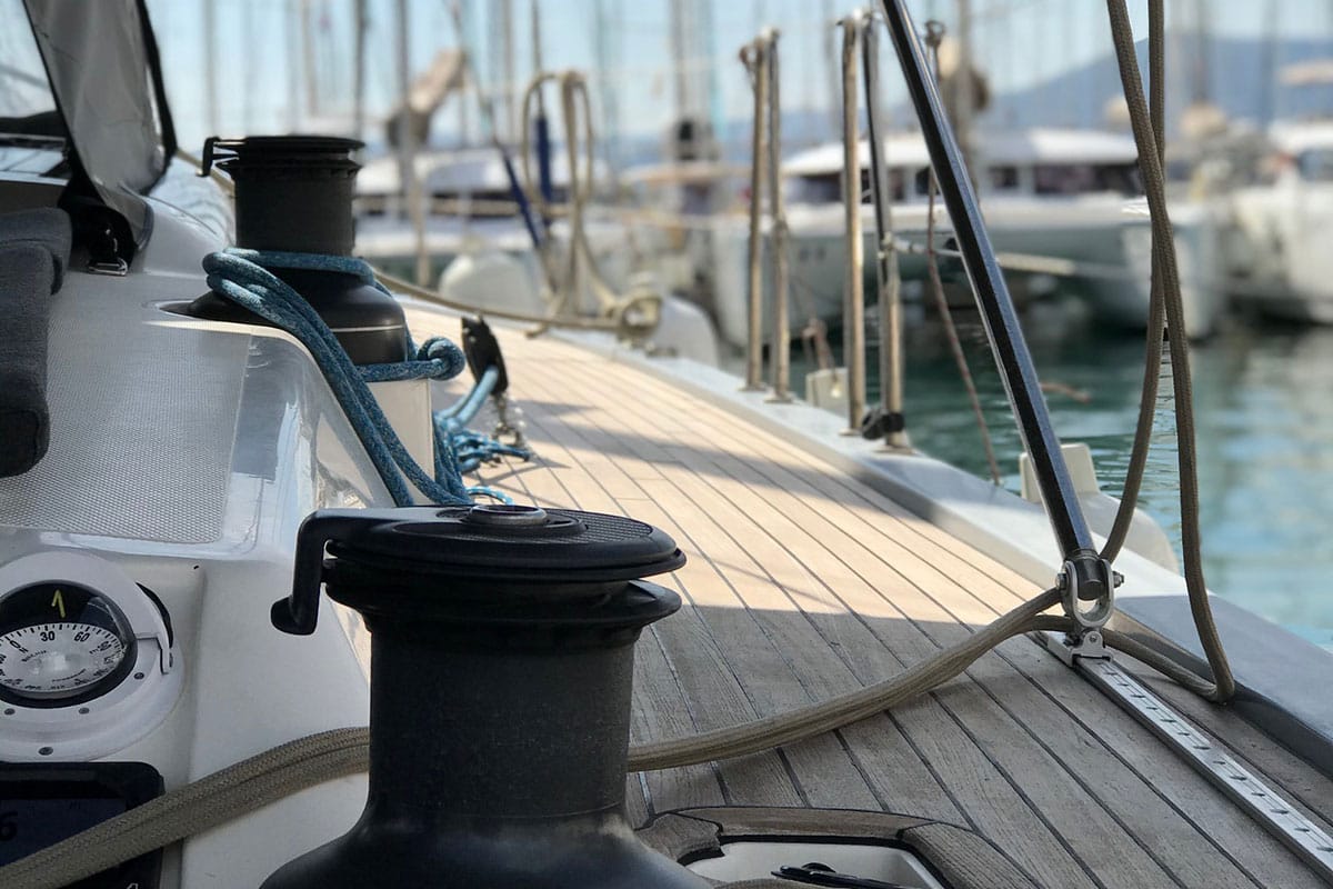 Deck of Athene, a More Boats More 55 sailboat at Grad Kaštela, Croatia