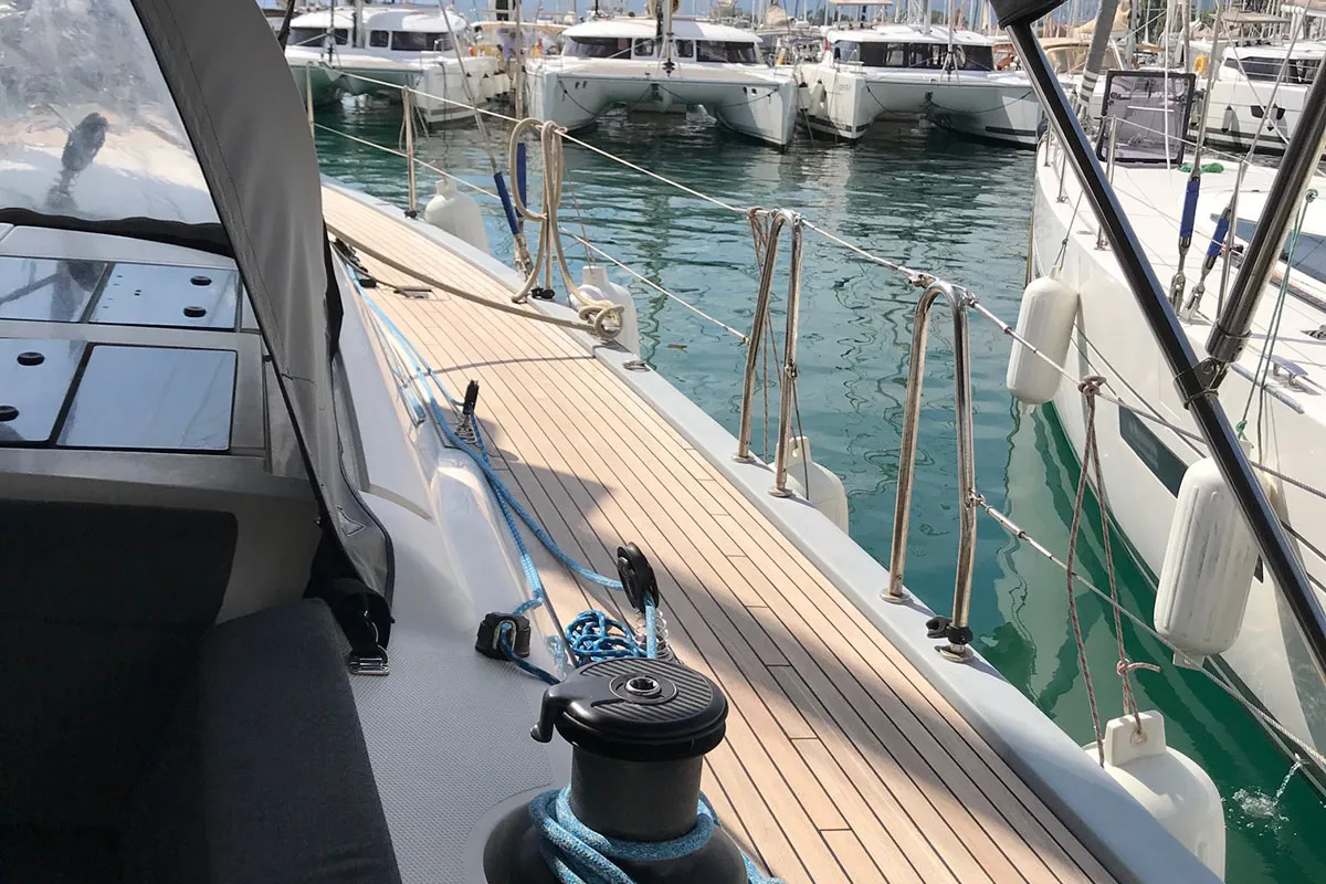 Deck of Athene, a More Boats More 55 sailboat at Grad Kaštela, Croatia