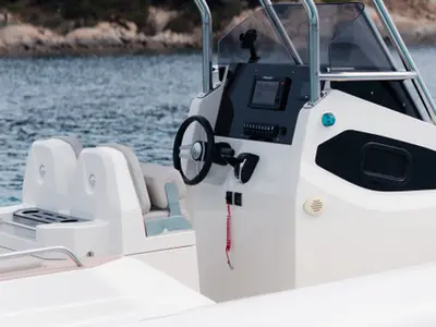 Cockpit of Cap Open 2026, a Gulet Motorboat motorboat at Poltu Quatu, Italy