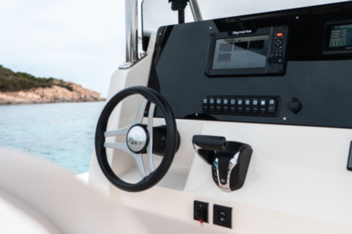 Cockpit of Cap Open 2026, a Gulet Motorboat motorboat at Poltu Quatu, Italy