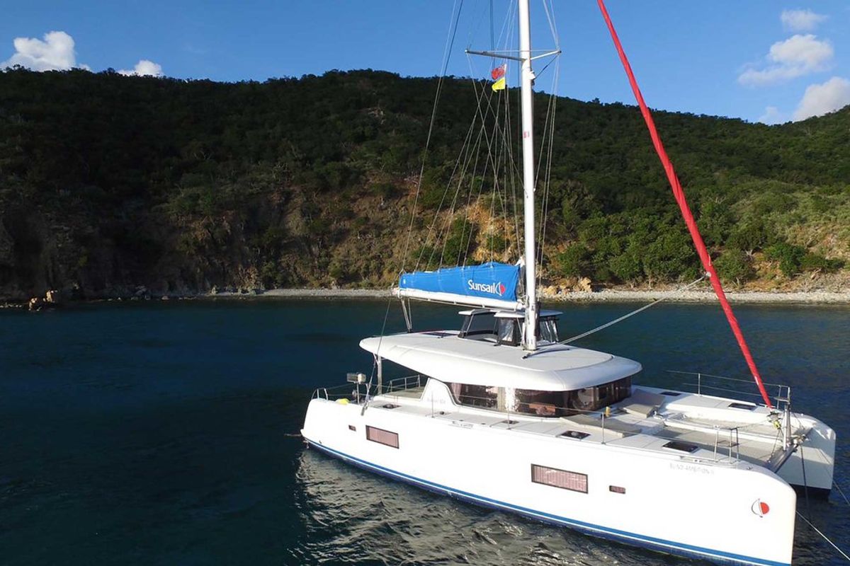 Exterior view of Sunsail Lagoon 424 Classic, a Lagoon 42 catamaran at Municipal Unit of Lefkada, Greece