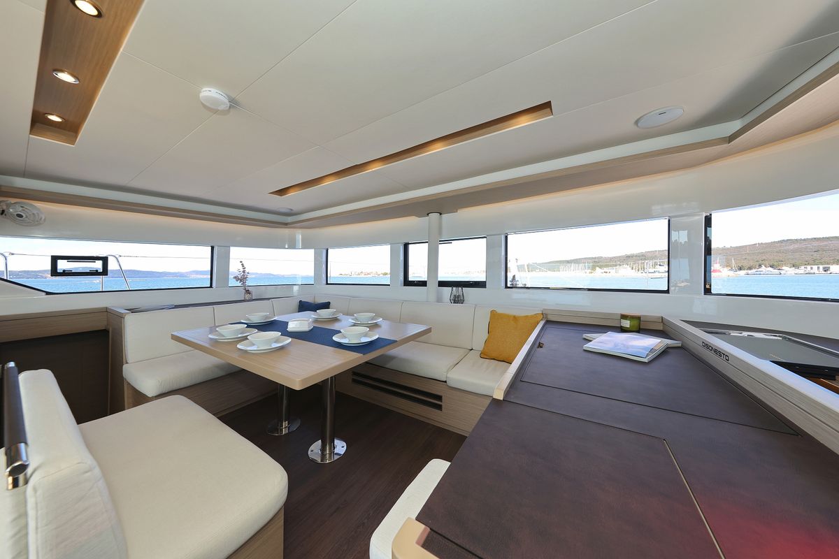 Salon of Disonesto, a Lagoon 51 catamaran at Općina Sukošan, Croatia
