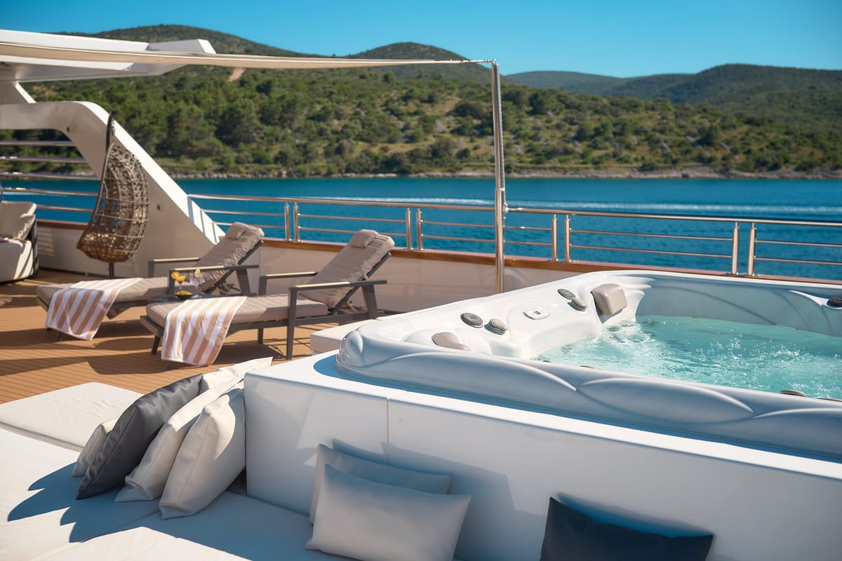 Deck of Cristal, a Gulet Motoryacht yacht at Split, Croatia
