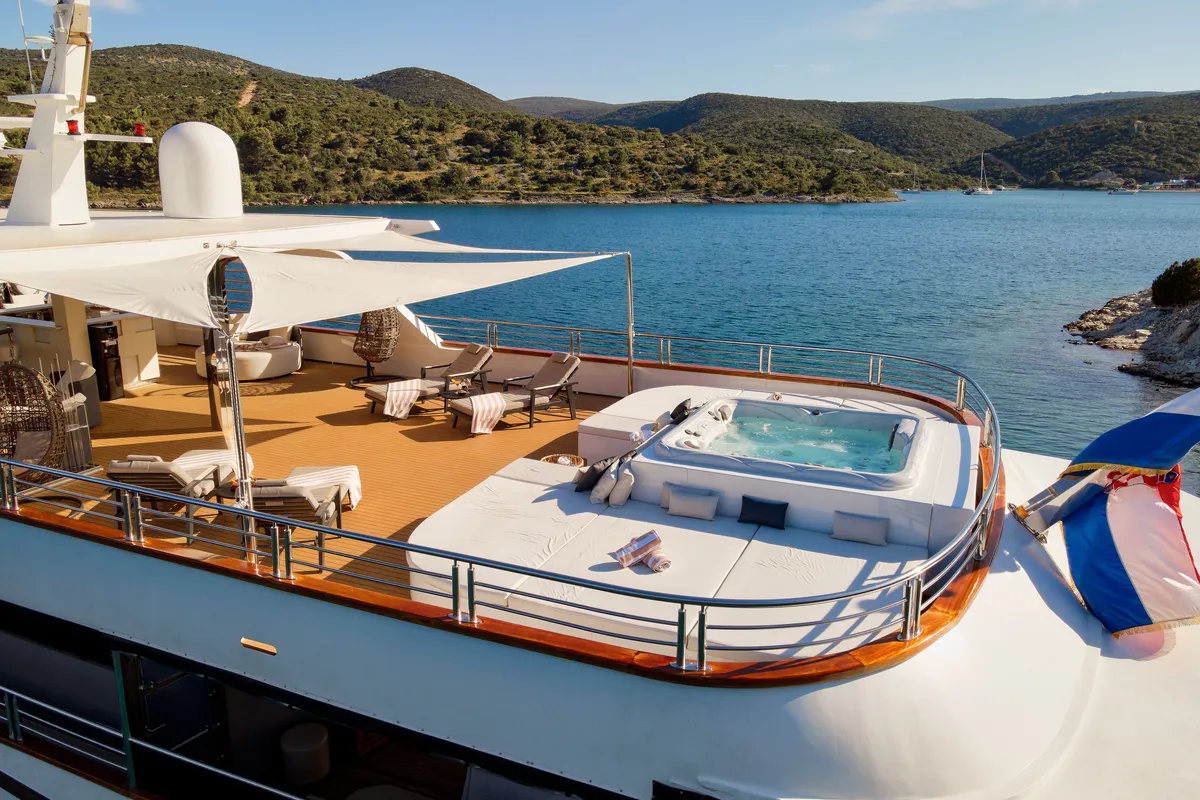 Deck of Cristal, a Gulet Motoryacht yacht at Split, Croatia