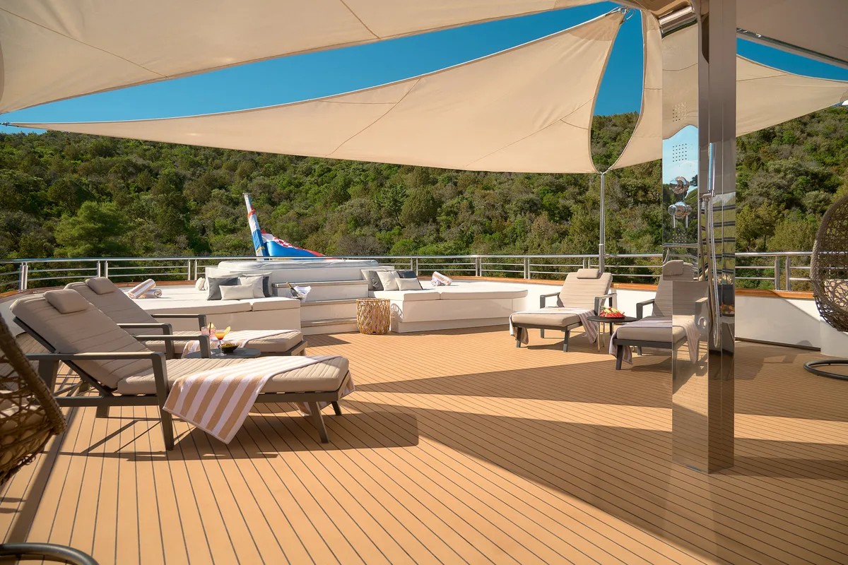 Deck of Cristal, a Gulet Motoryacht yacht at Split, Croatia