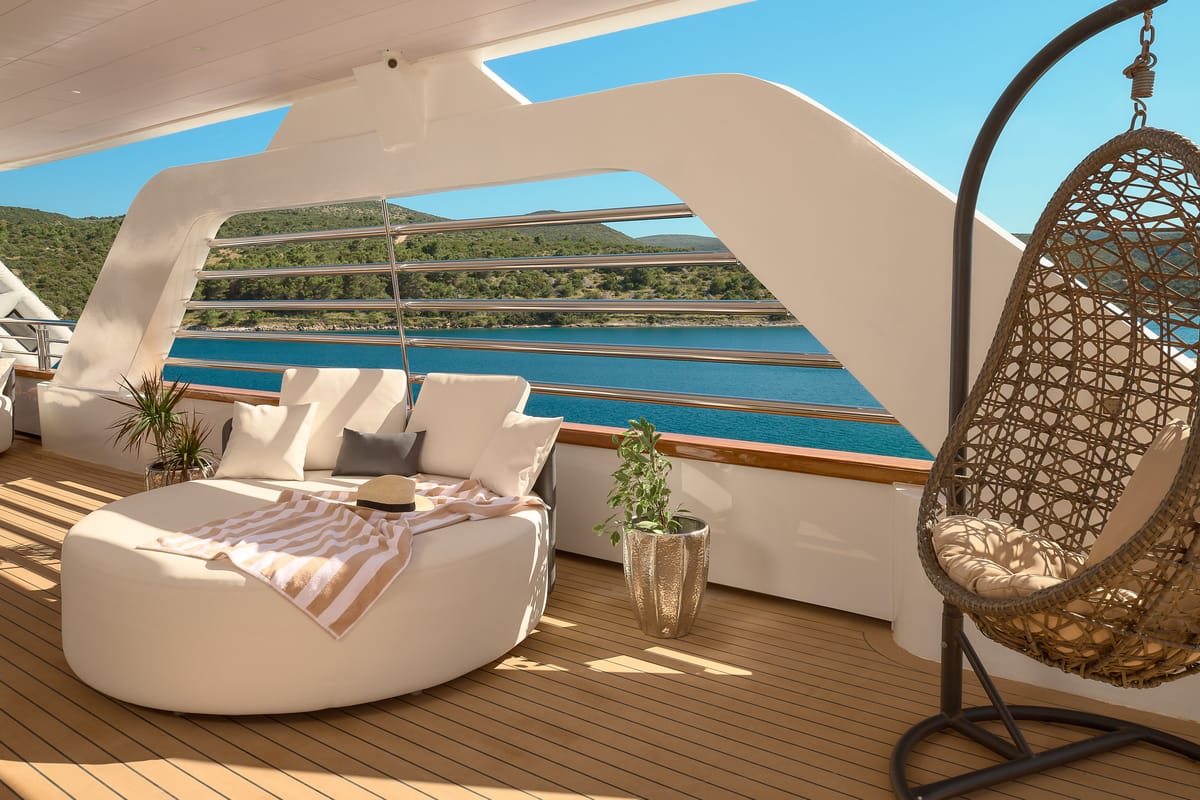 Deck of Cristal, a Gulet Motoryacht yacht at Split, Croatia