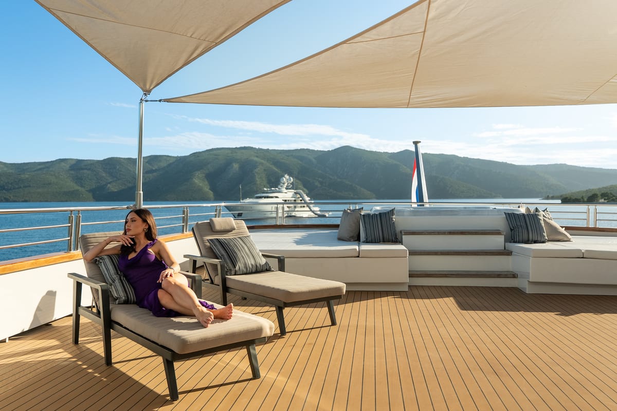 Deck of Cristal, a Gulet Motoryacht yacht at Split, Croatia