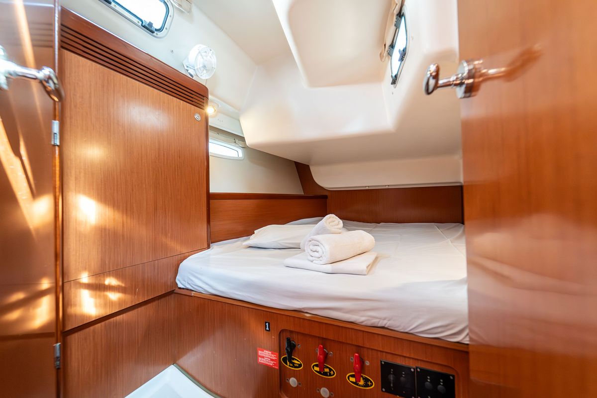 Cabin on Errika, a Beneteau Oceanis 43 sailboat at Kavala, Greece