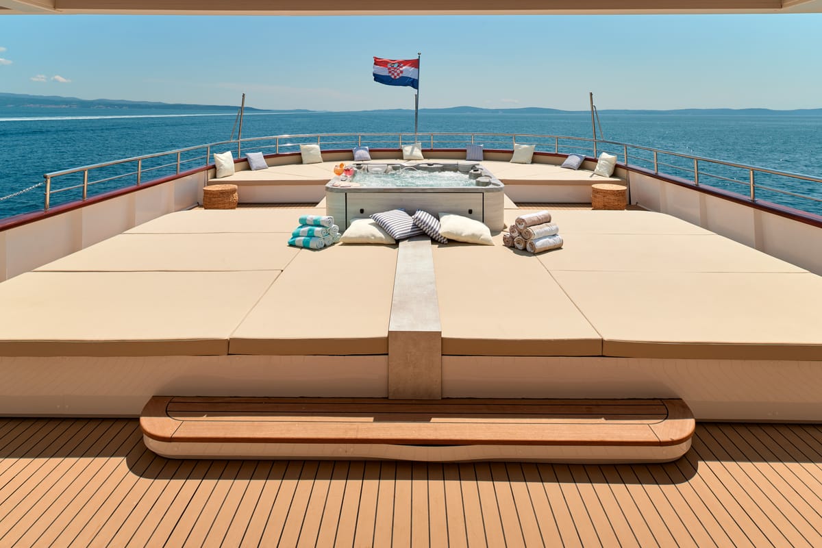 Deck of Ohana, a Gulet Motoryacht yacht at Split, Croatia