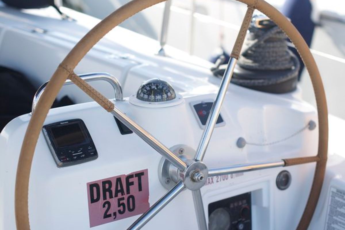 Cockpit of Azzuro, a Beneteau Cyclades 50.5 sailboat at Athens, Greece