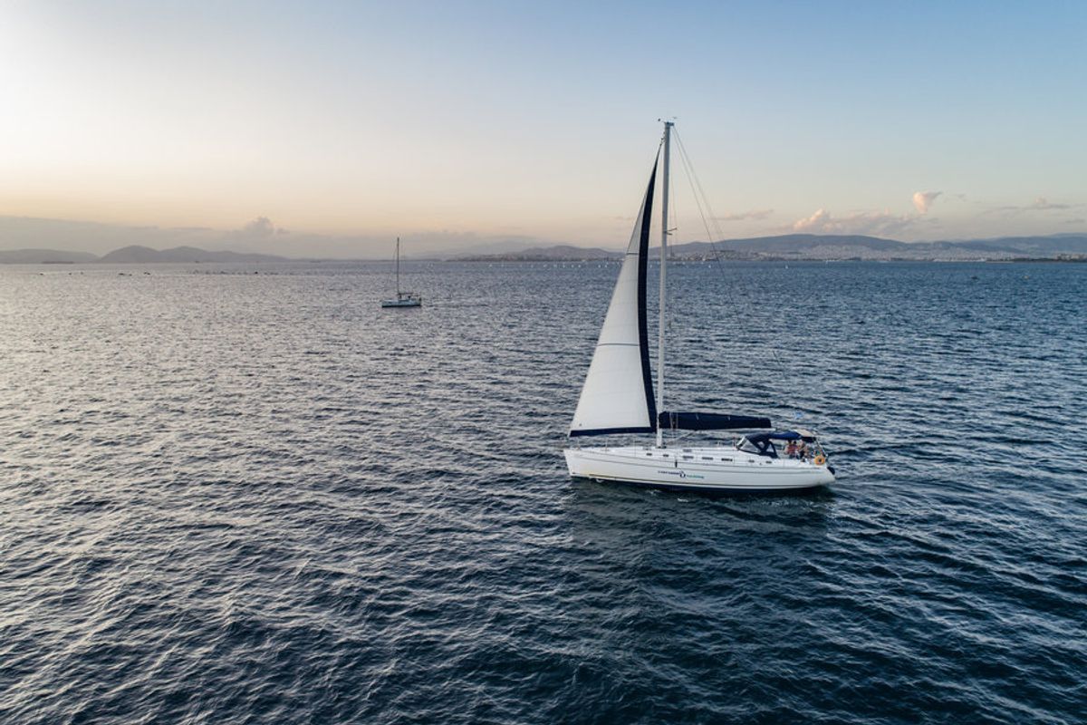 Exterior view of Azzuro, a Beneteau Cyclades 50.5 sailboat at Athens, Greece