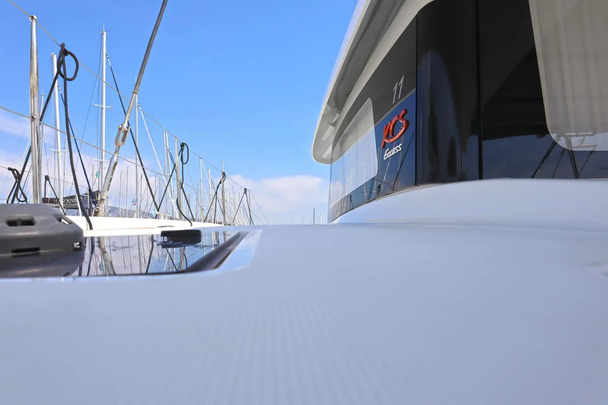 Exterior view of STARFISH, a Excess 11 catamaran at Athens, Greece