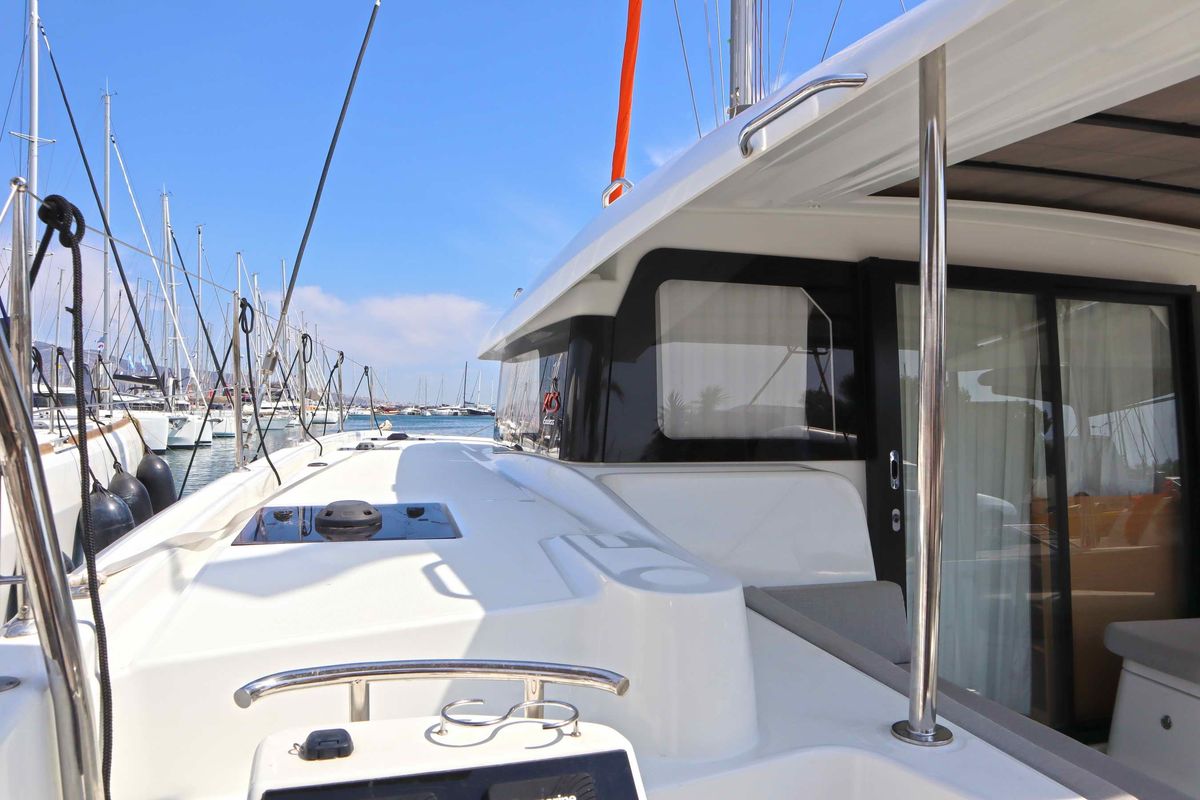 Exterior view of STARFISH, a Excess 11 catamaran at Athens, Greece