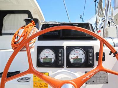 Cockpit of STARFISH, a Excess 11 catamaran at Athens, Greece