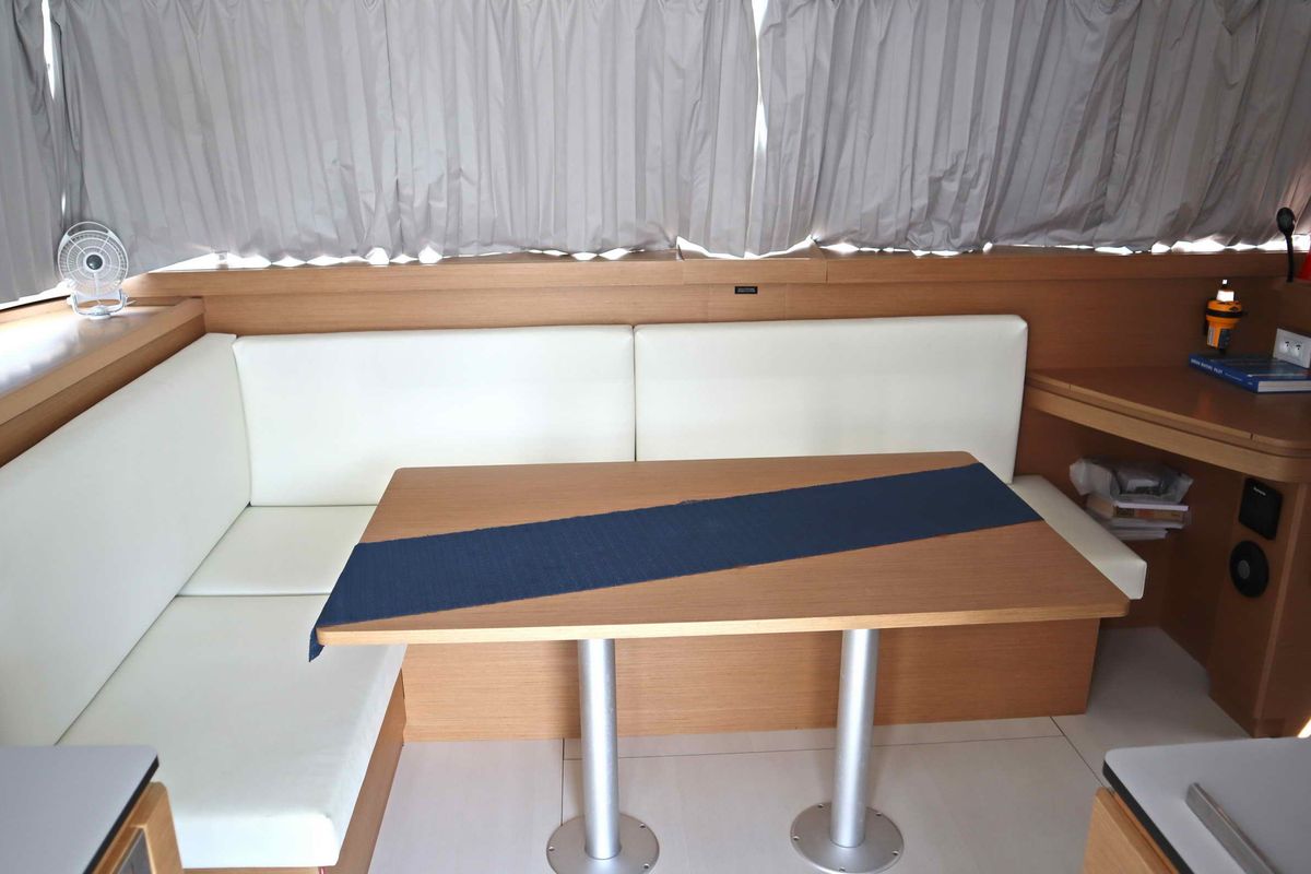 Salon of STARFISH, a Excess 11 catamaran at Athens, Greece