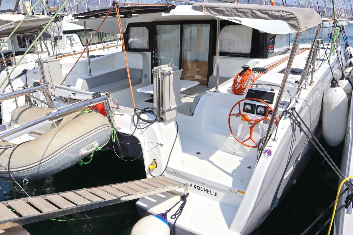 Exterior view of STARFISH, a Excess 11 catamaran at Athens, Greece