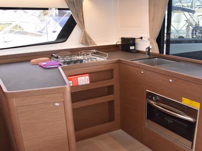 Galley of ARION AC, Gen, W.Maker, a Lagoon 42 catamaran at Skiathos, Greece