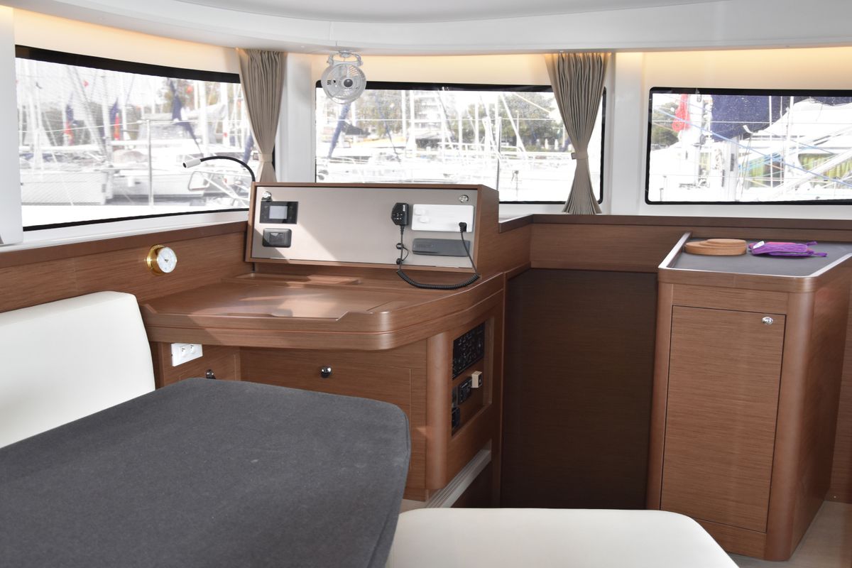 Salon of ARION AC, Gen, W.Maker, a Lagoon 42 catamaran at Skiathos, Greece