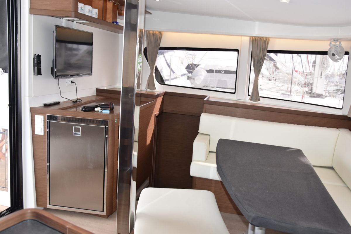 Salon of ARION AC, Gen, W.Maker, a Lagoon 42 catamaran at Skiathos, Greece