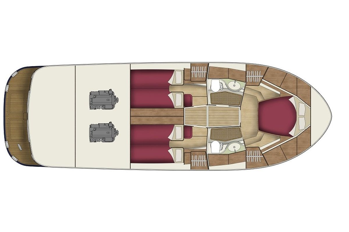 Floor plan of no name, a SAS - Vektor Adriana 44 motorboat at Općina Sukošan, Croatia