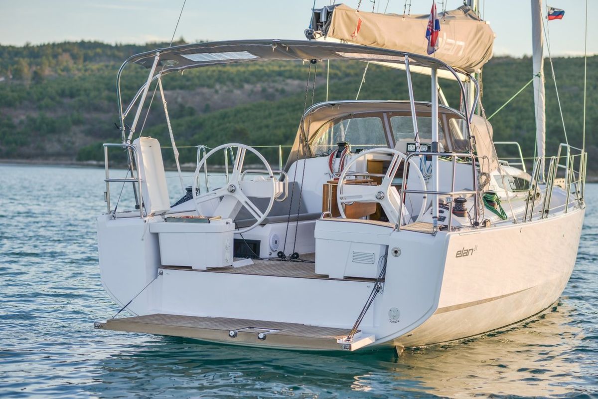 Exterior view of Shark, a Elan E4 sailboat at Betina, Croatia