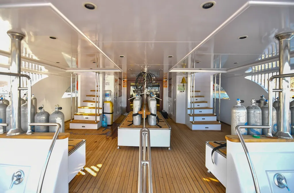Deck of Twin bed cabin lower deck 1, a Gulet Luxury Motor Yacht motorboat at Sharm El Sheikh, Egypt