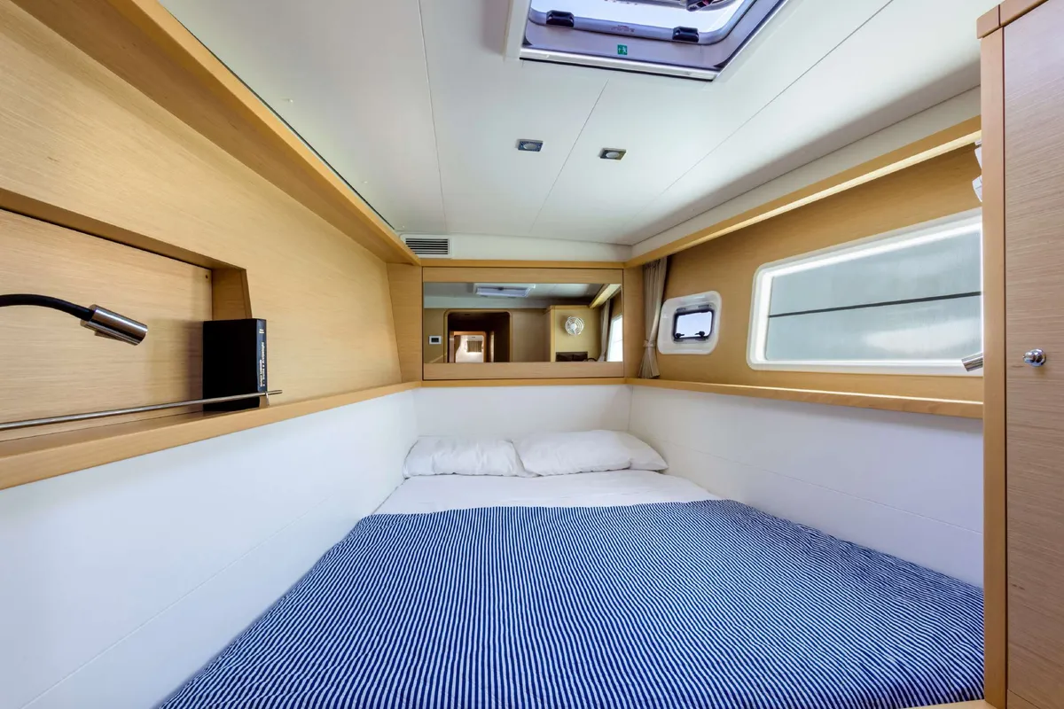 Cabin on Opera Prima, a Lagoon 450 catamaran at Capo d'Orlando, Italy