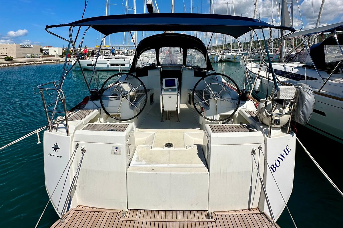 Exterior view of Bowie, a Jeanneau Sun Odyssey 419 sailboat at Općina Sukošan, Croatia
