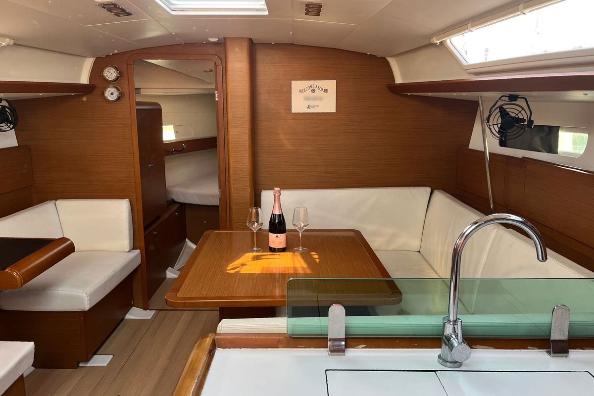 Galley of Bowie, a Jeanneau Sun Odyssey 419 sailboat at Općina Sukošan, Croatia