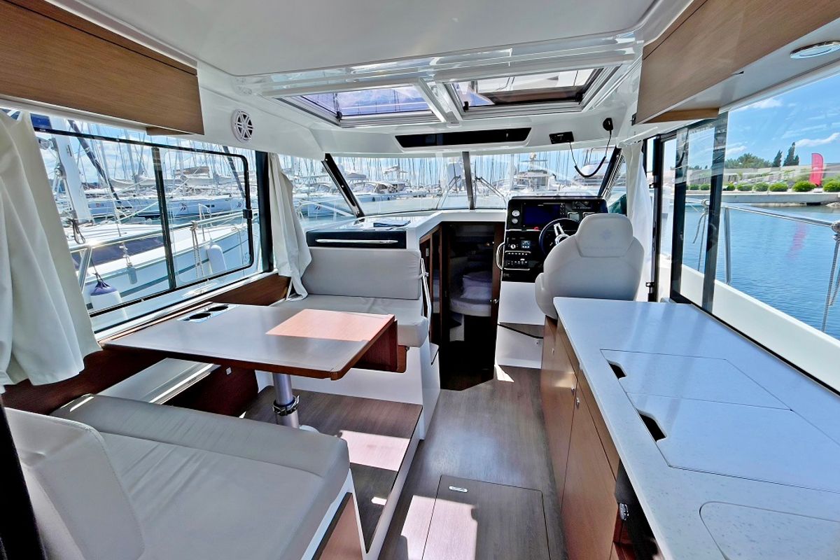 Salon of Helios, a Jeanneau Merry Fisher 1095 motorboat at Općina Sukošan, Croatia