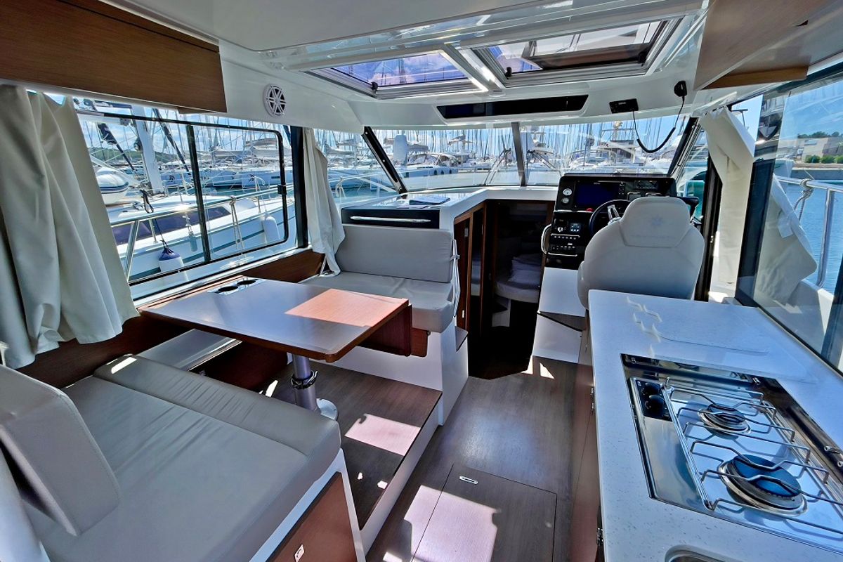 Salon of Helios, a Jeanneau Merry Fisher 1095 motorboat at Općina Sukošan, Croatia